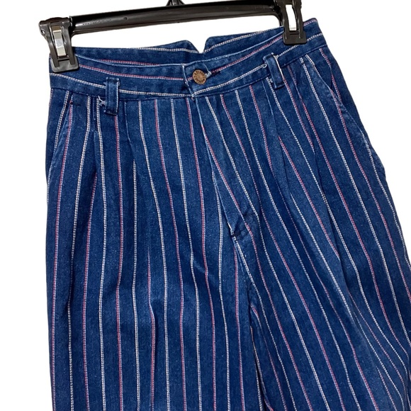 Vintage 80s Shades Pinstripe High Rise Jeans - Picture 2 of 9